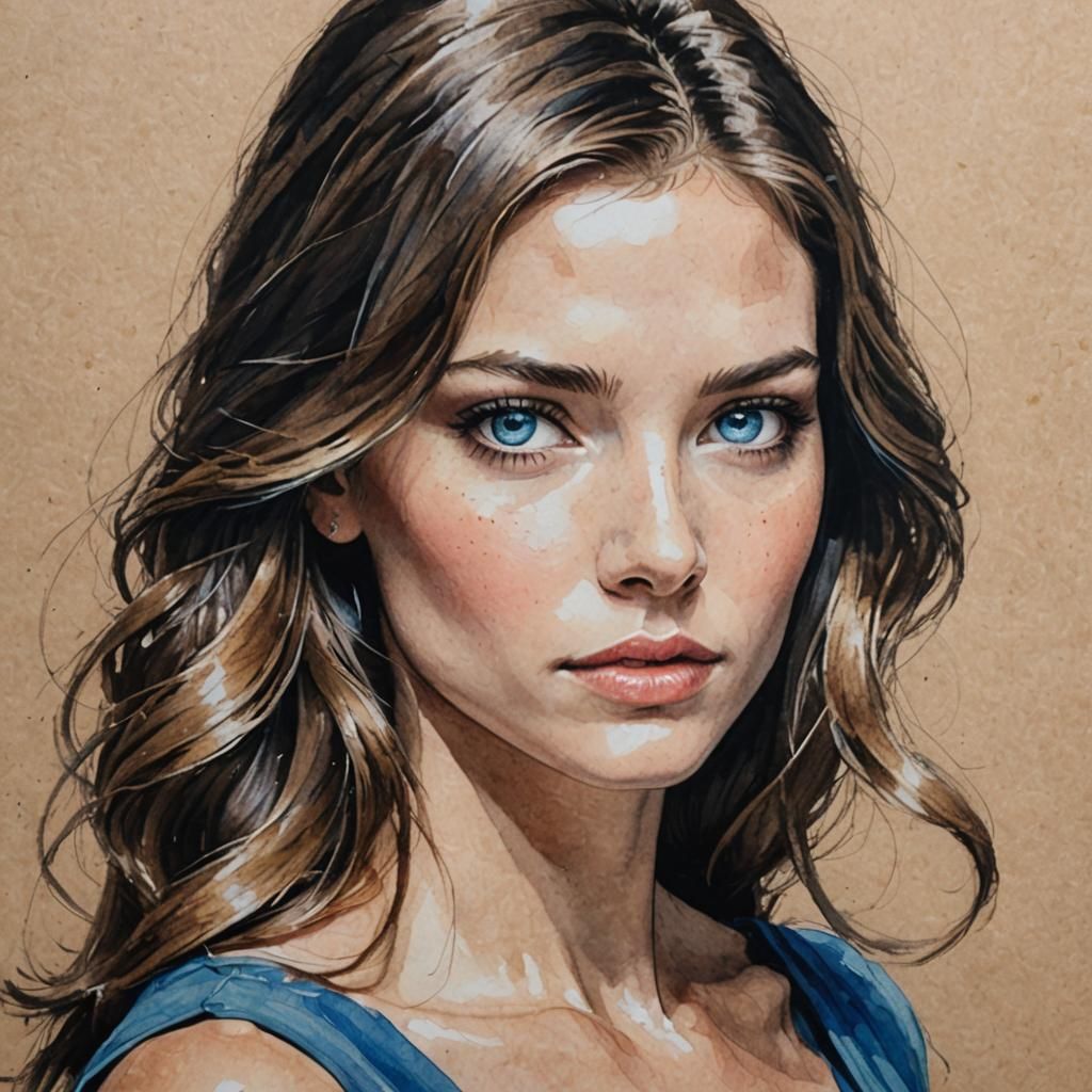 Mysterious Brunette with Blue Eyes, Looking Back