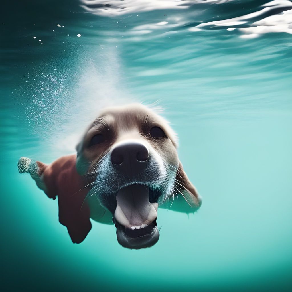 Underwater Dog Dive: Slow Motion Professional Photo