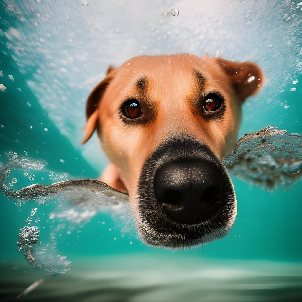 Underwater Dog Dive in Slow Motion Photography