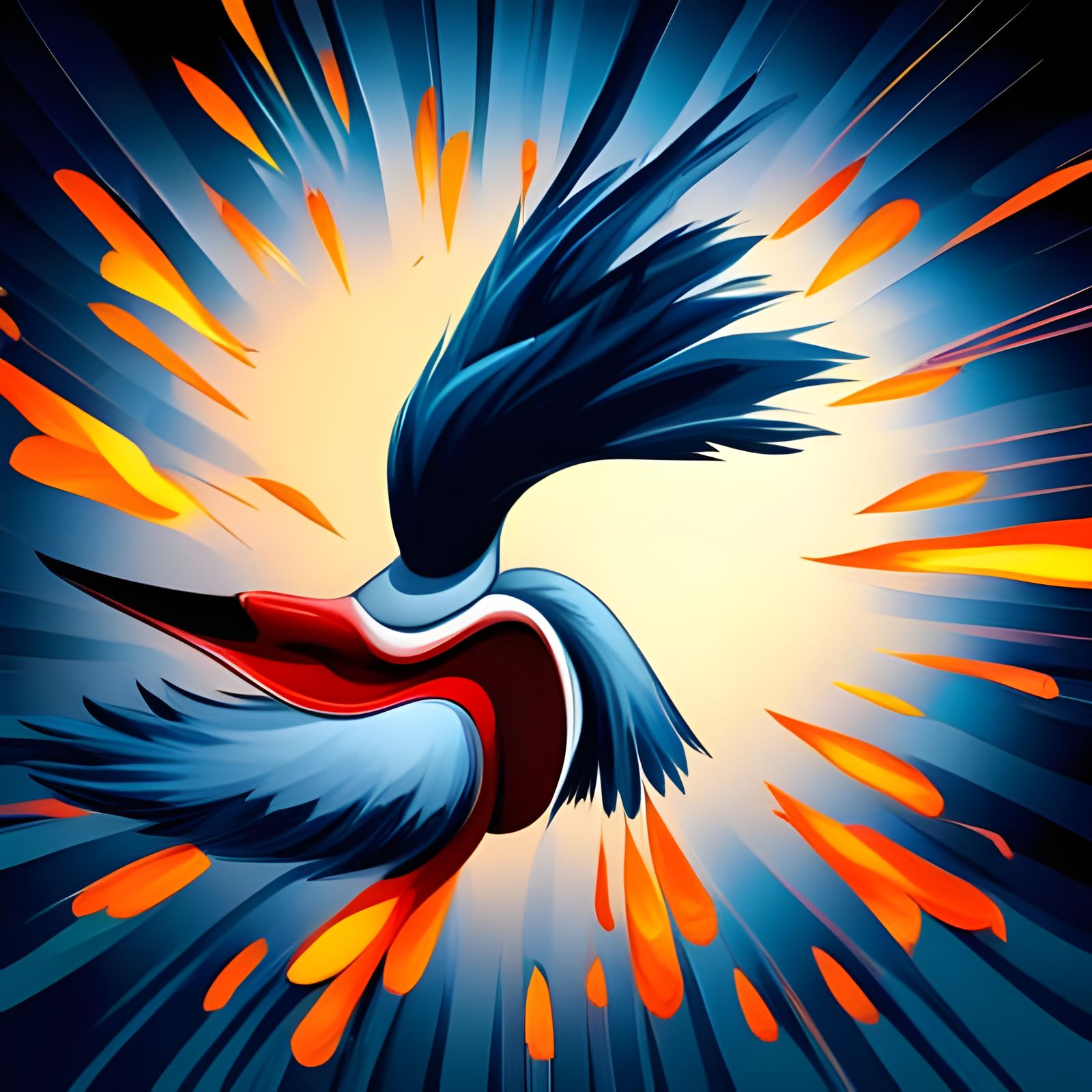 Angry Duck Shooting Stars in Abstract Art