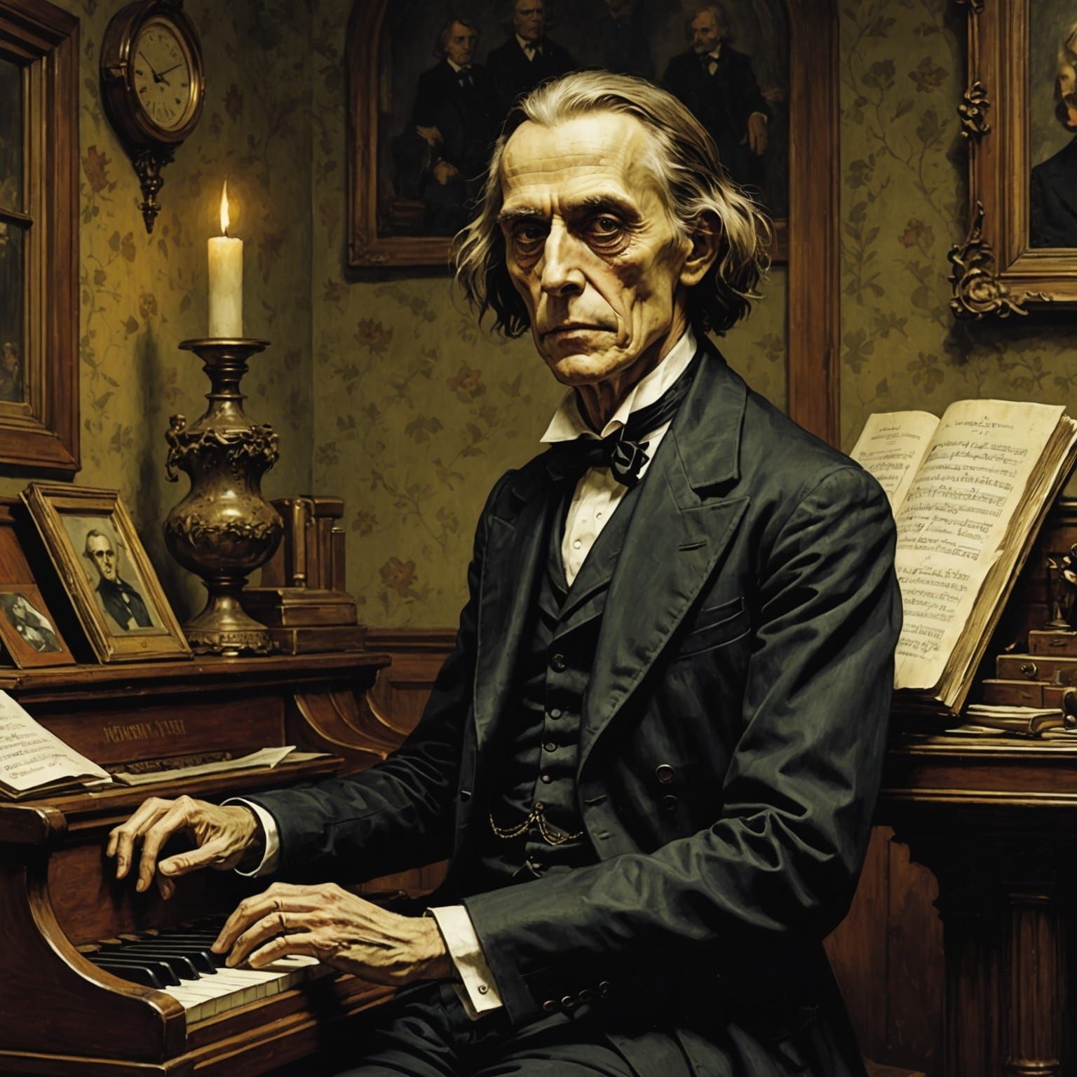 Undead Pianist in Rockwell Style