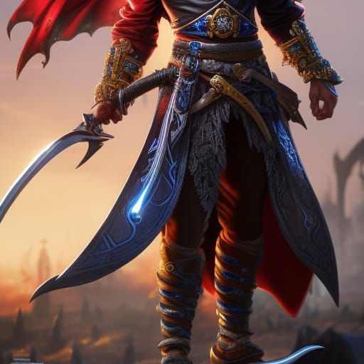 Detailed Dark Elf Swashbuckler Digital Illustration