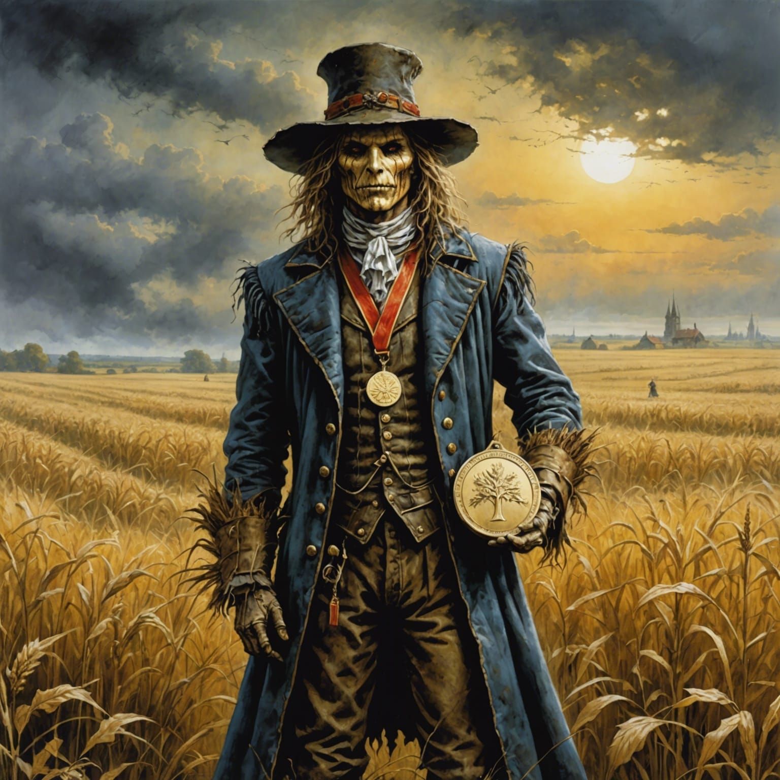Scarecrow's Victory: A Colorful Comic Book Illustration