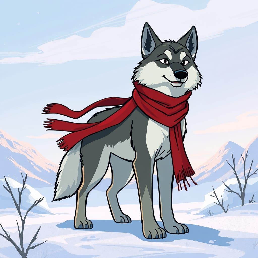 Balto the Heroic Wolfdog in Cartoon Style