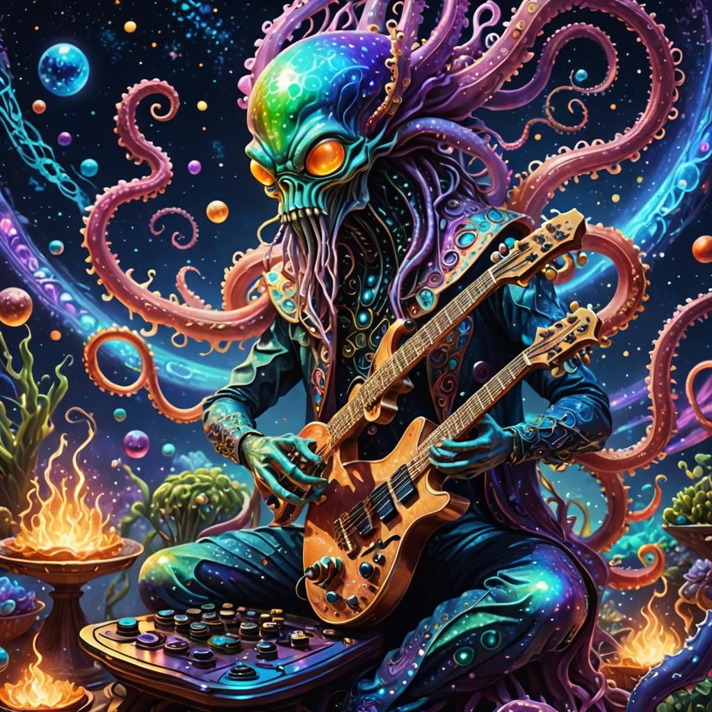 Cosmic Alien Multitasking in a Surreal Style