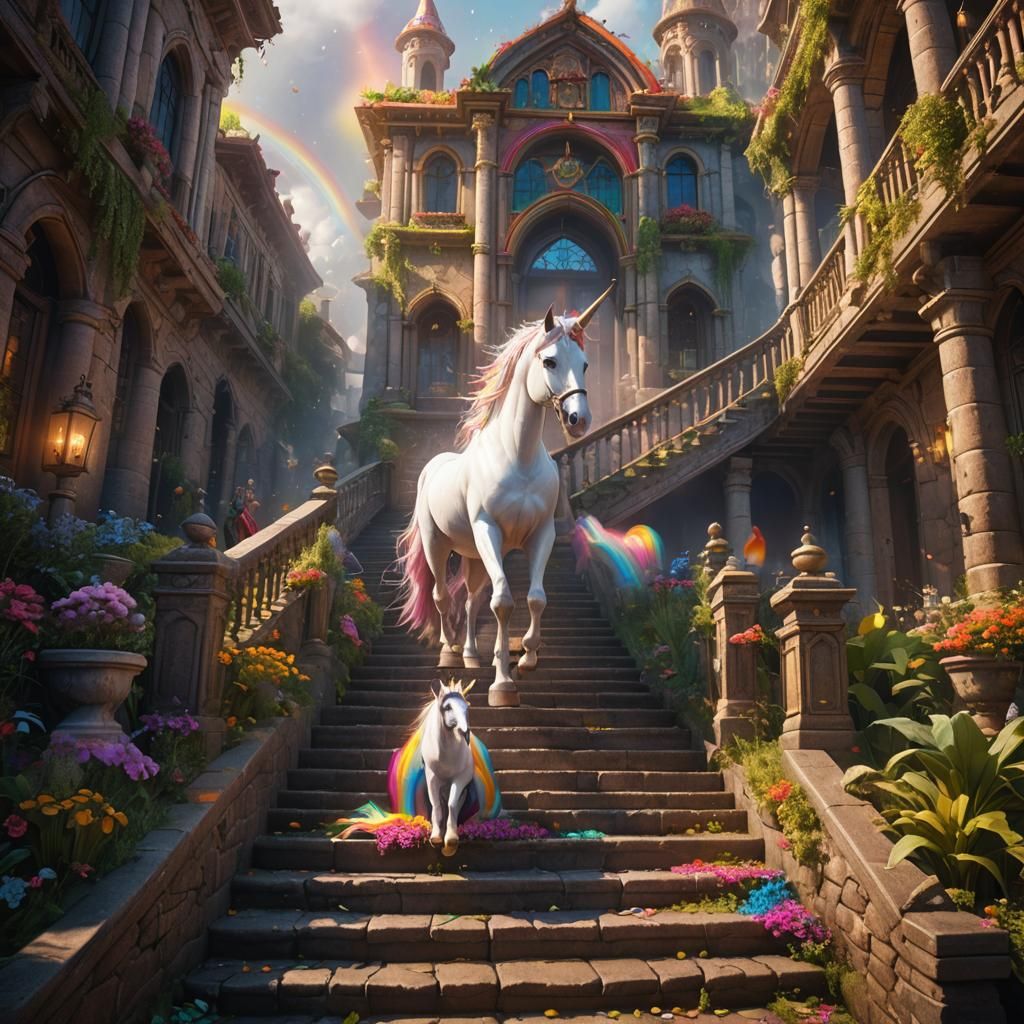 Rainbow Stairs to Unicorn Heaven: Fantasy Concept Art
