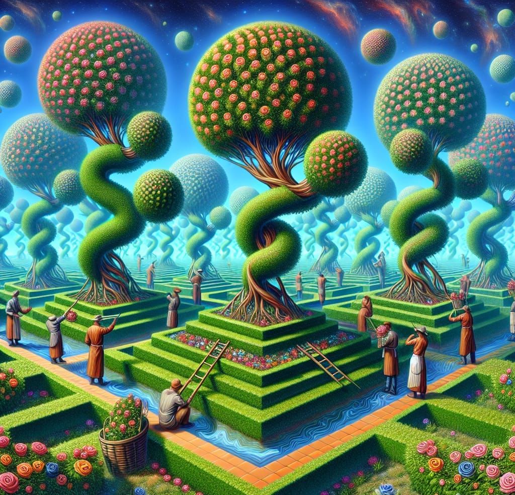 Surrealistic Paradox Garden Blooms with Fractal Roses