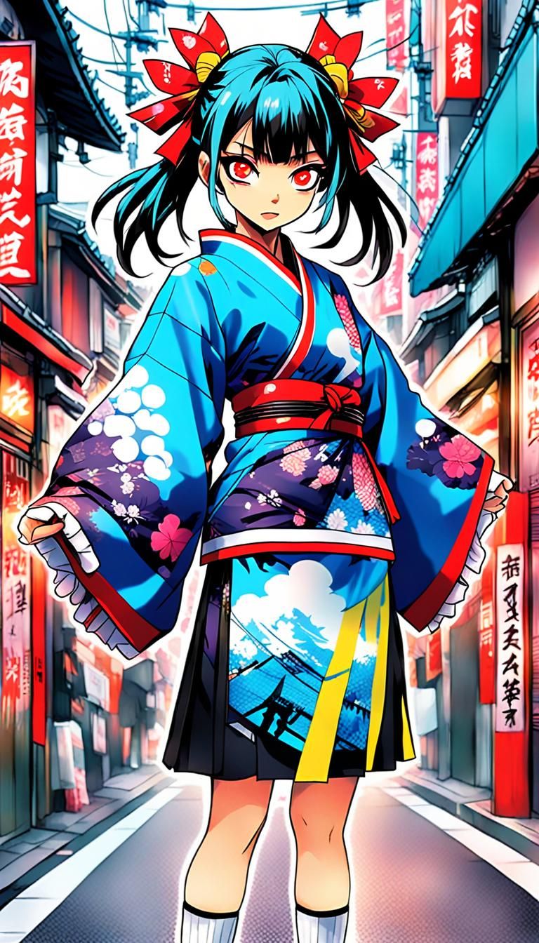 Japan as Harajuku Girl in Anime Style