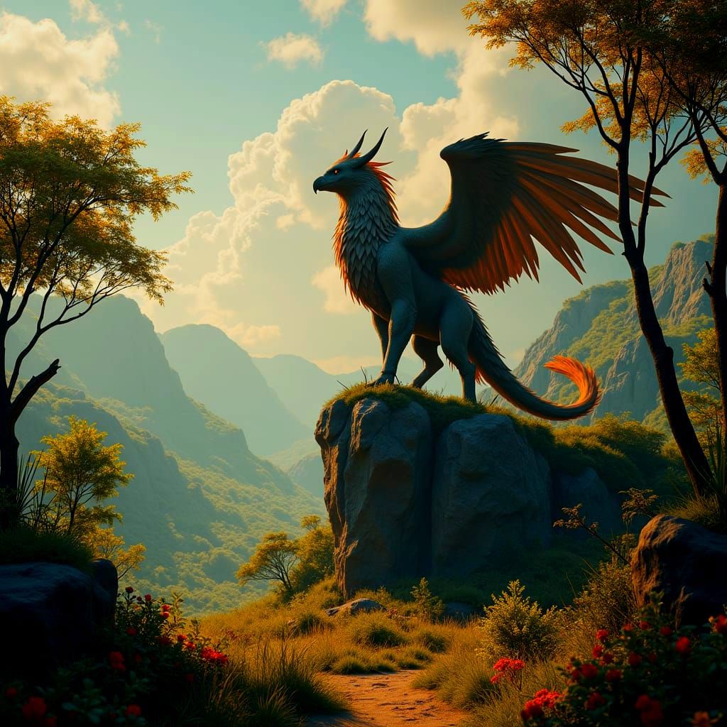 Mythical Animal in Safari Park, Fantasy Concept Art