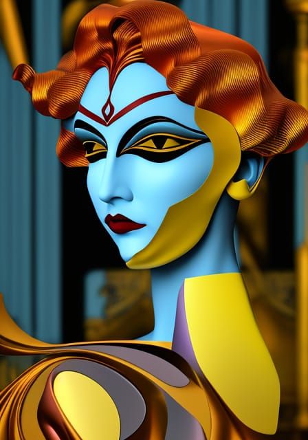 Red-Haired Woman in Art Deco Style