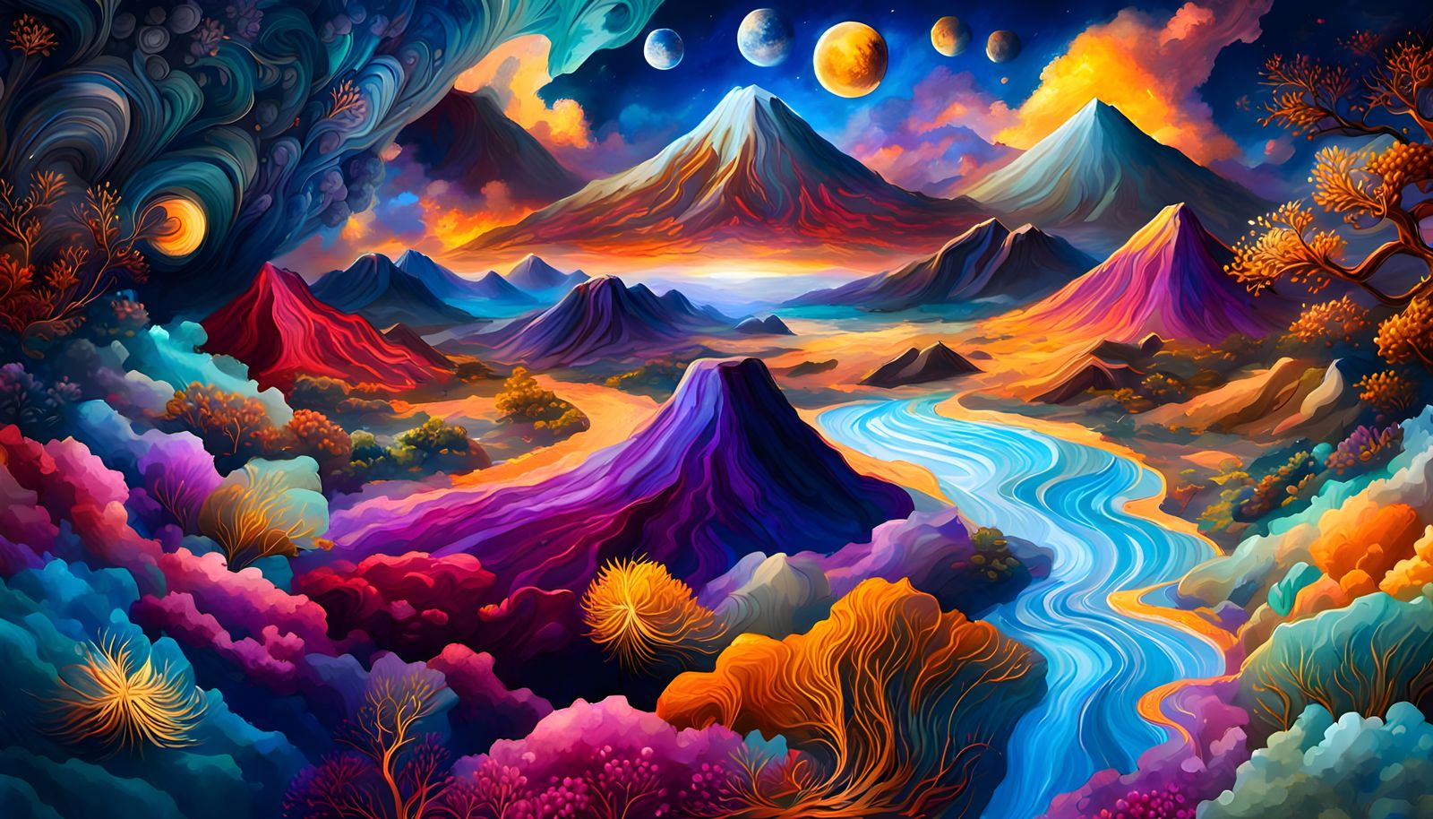 Volcanic Landscape in False Color Astrophotography