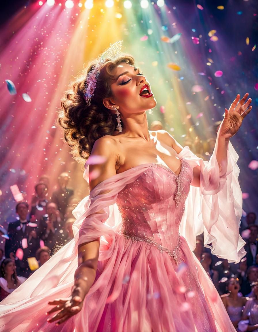 Opera Singer in Dramatic Performance, Watercolour Style