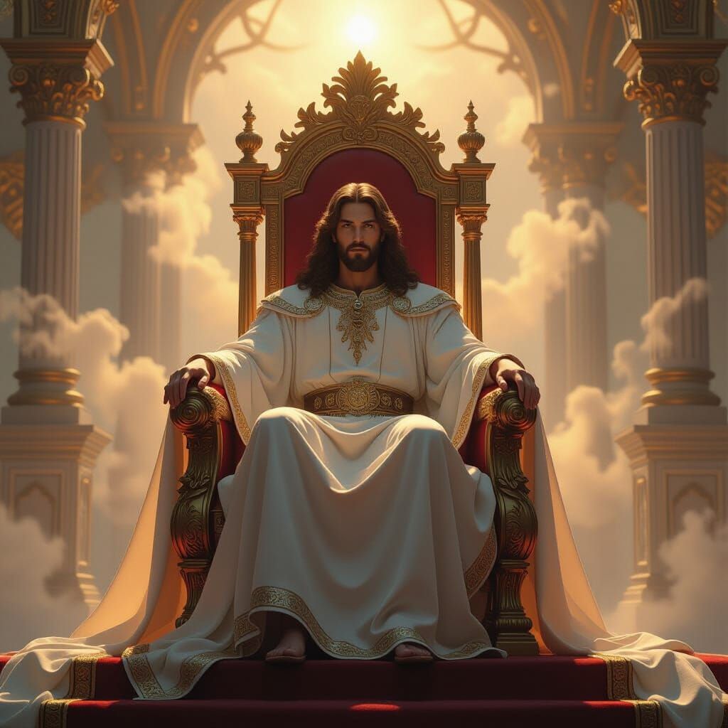 Divine Savior Enthroned in Ethereal Glow