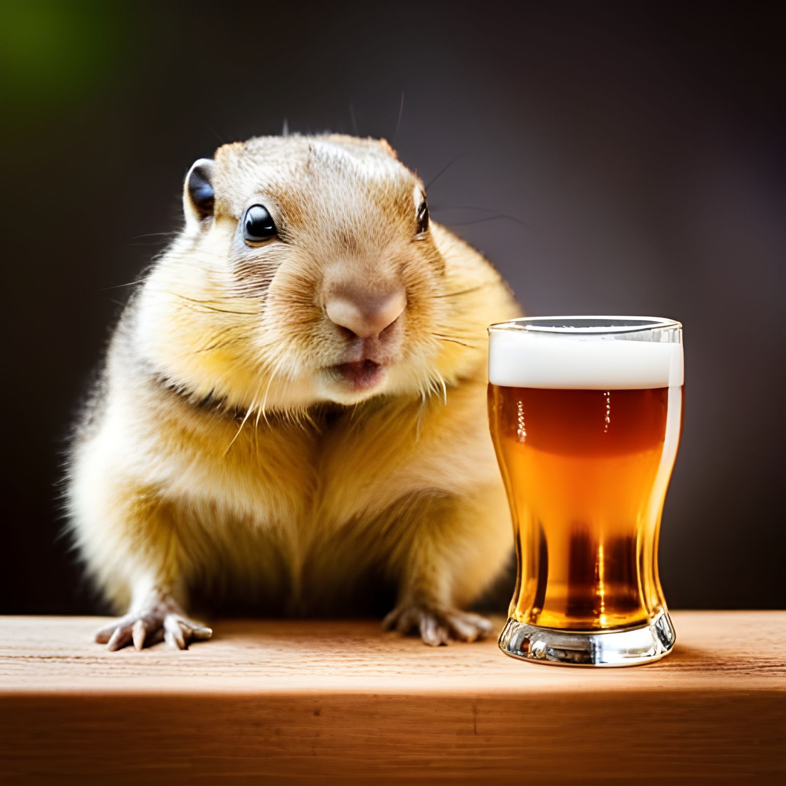 Gopher Portrait: Gopher Drinking Beer at a Bar