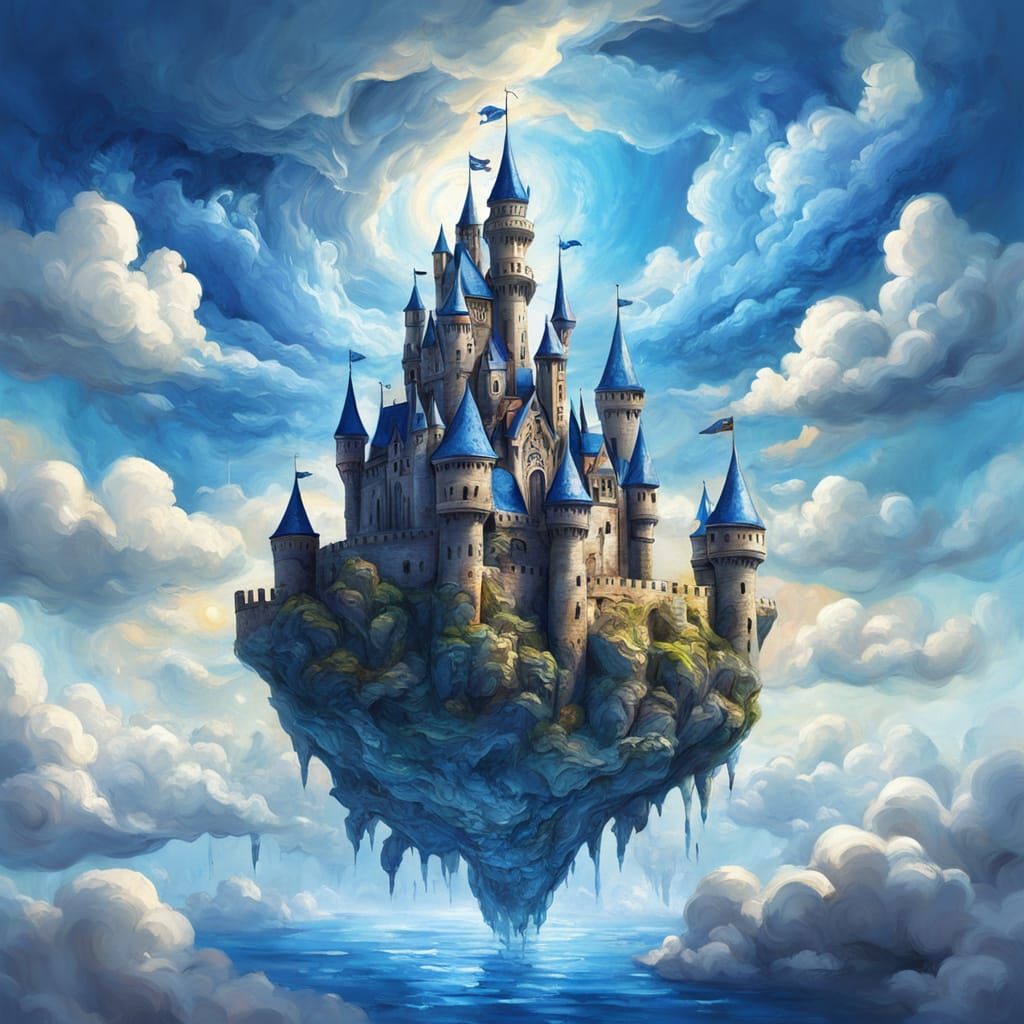 Epic Floating Castle Concept Art in Vast Sky