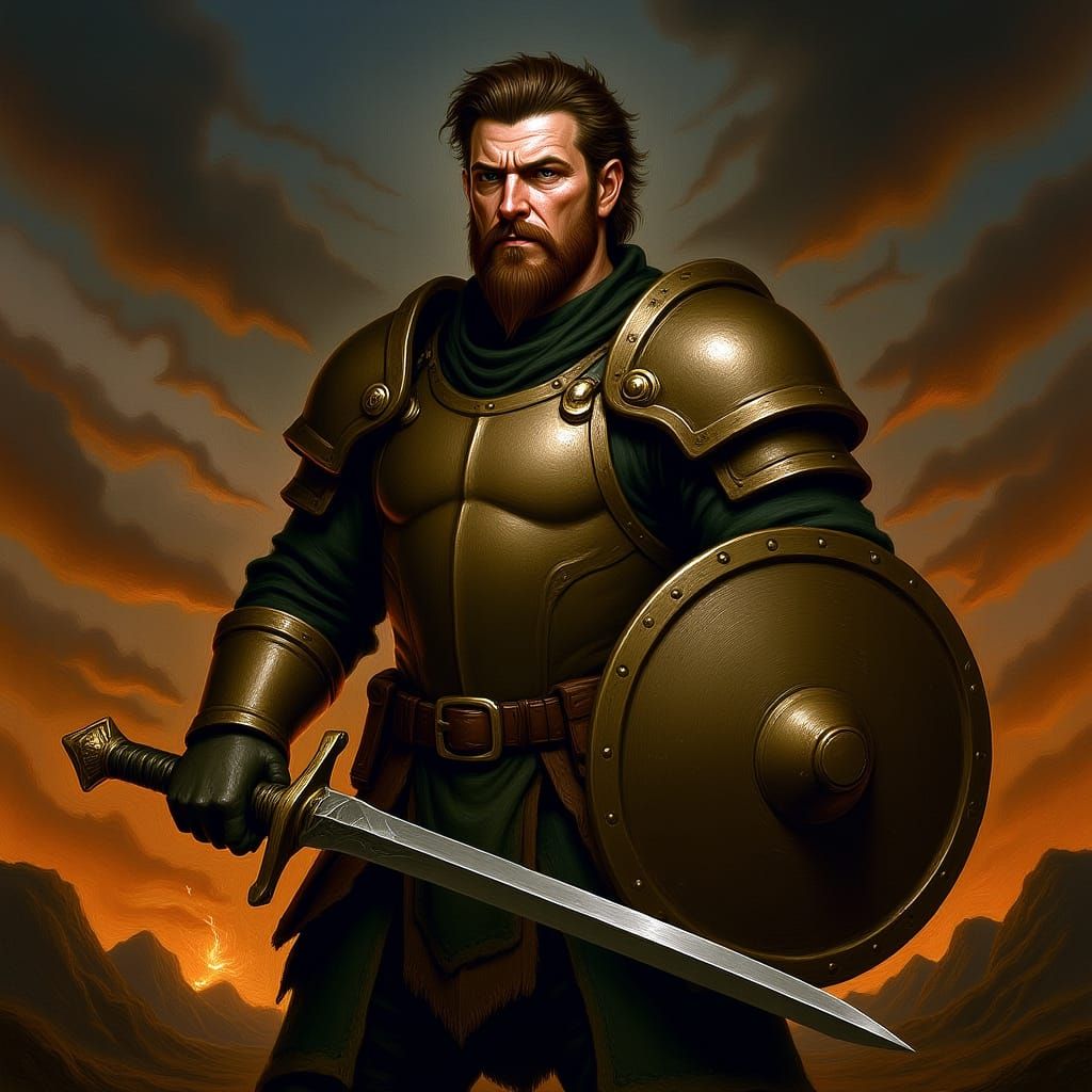 Armored Warrior in Medieval Fantasy Art Style