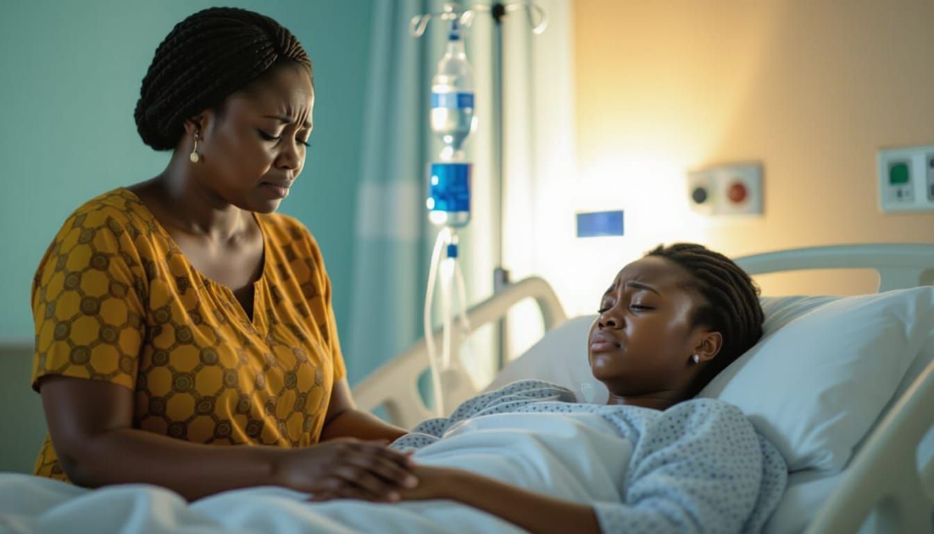 Mother's Sorrow in Hospital Room