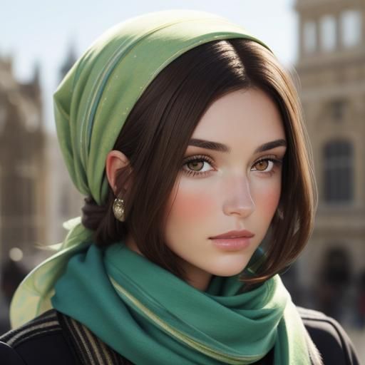 Brunette with Hair Scarf: A Captivating Portrait