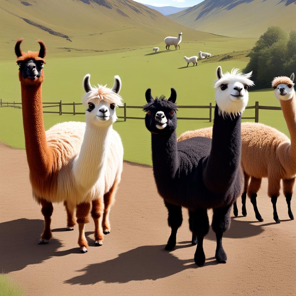 Anthropomorphic Newt Investigating Anthropomorphic Llamas