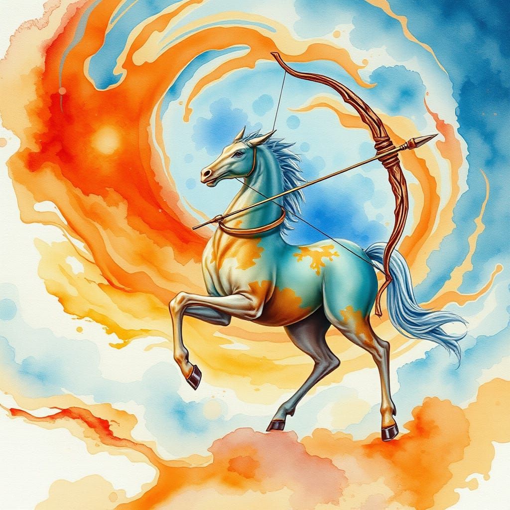 Ethereal Sagittarius Zodiac Sign in Dreamy Watercolor Style