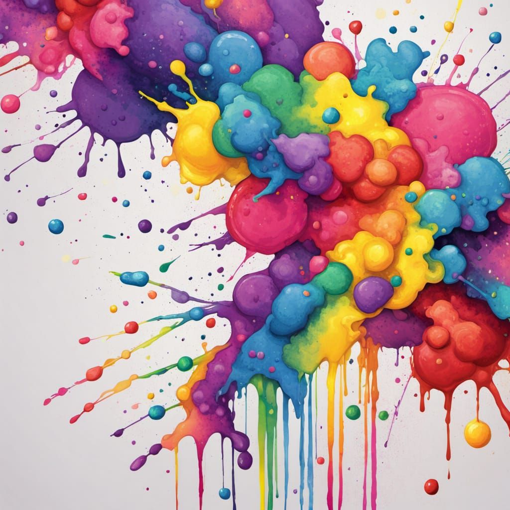 Rainbow Ink Splatter in Seven Colors