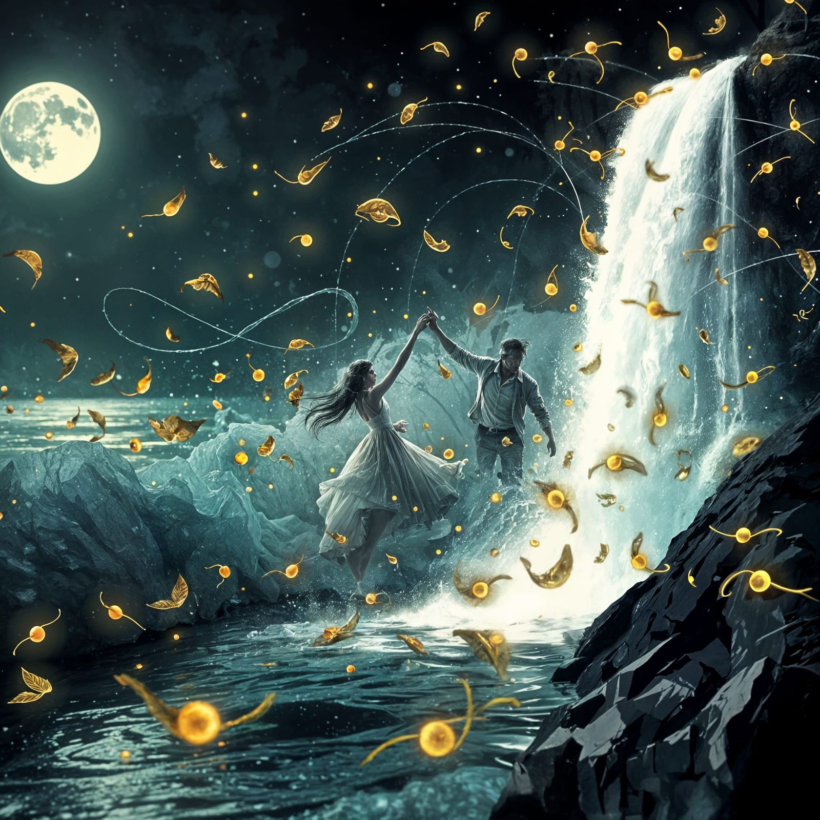 Ethereal Moonlight Dance by Autumn Waterfall