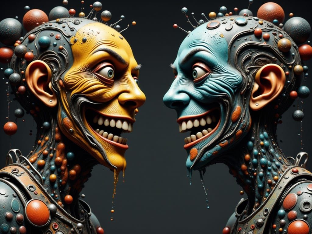 Hyperdetailed Concept Art of Two Talking Heads