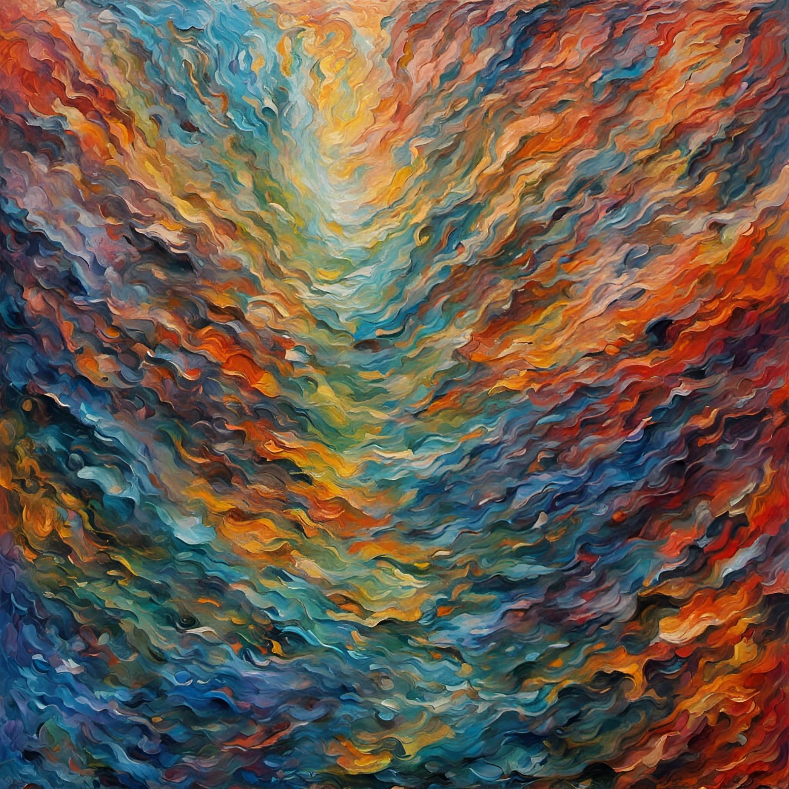 Quantum Realm: Neo-Impressionist Expressionist Oil Painting