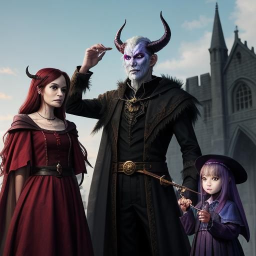 Fantasy Portrait: Demon, Sorceress, and Daughter