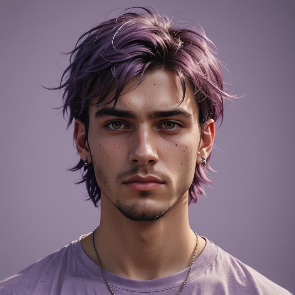 Hyperrealistic Portrait with Purple Fringe, Detailed Matte P...