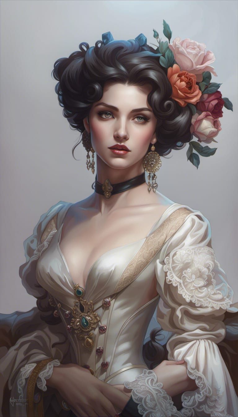 Rococo Lady in Leather and Lace Portrait