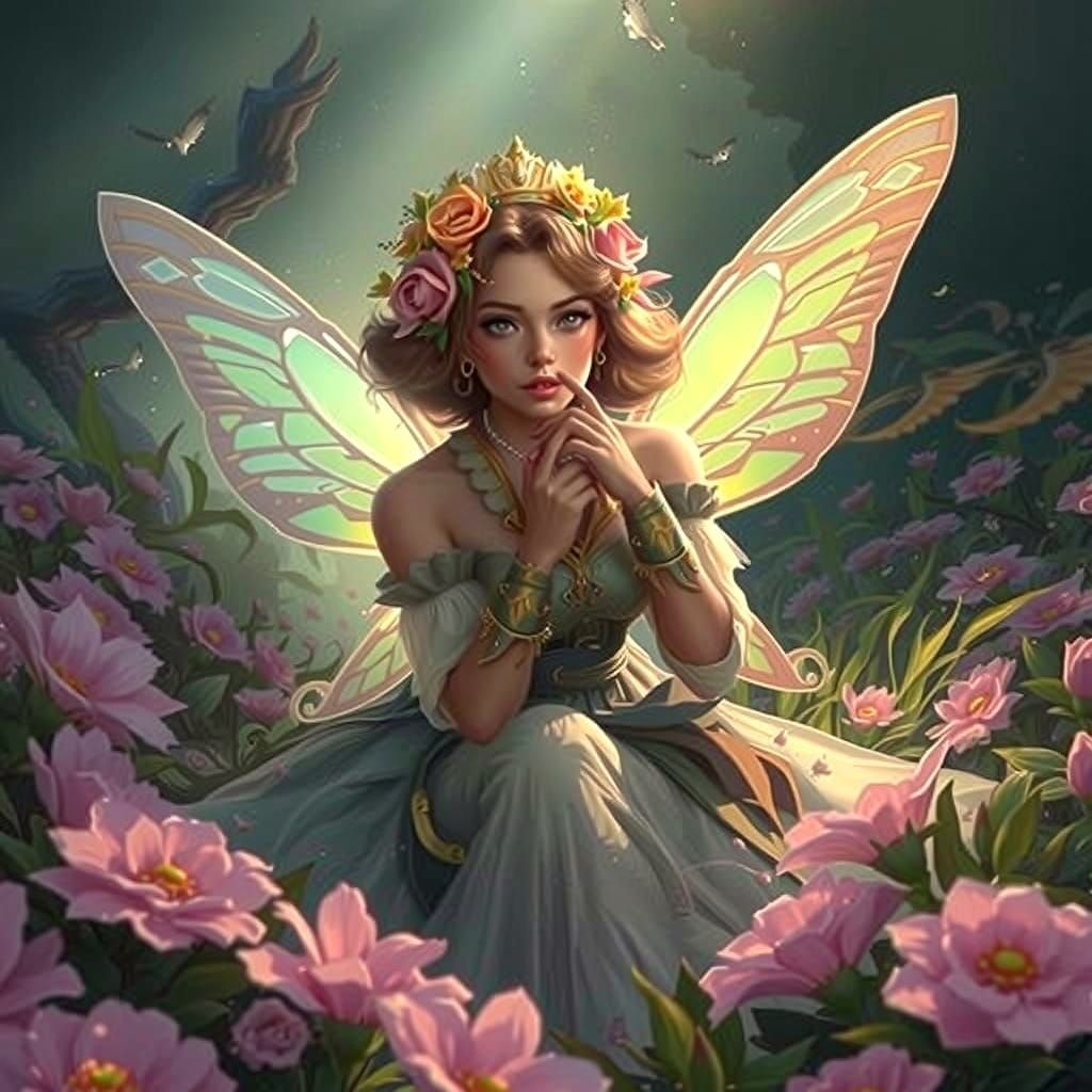 Enchanted Fairy Princess in Wildflower Meadow