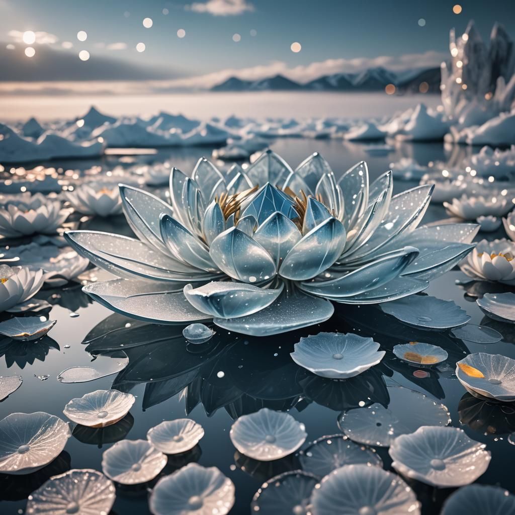 Futuristic Ice Lotus Boat in Professional Style