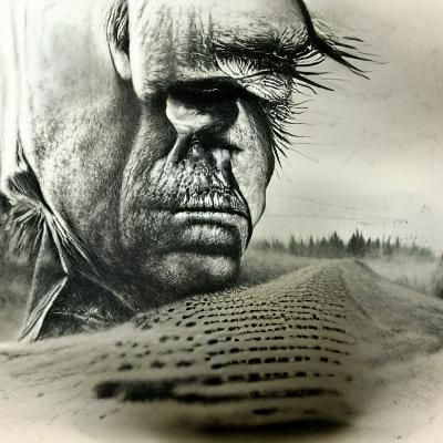 The Road: Hyperdetailed Charcoal Drawing of Cannibals
