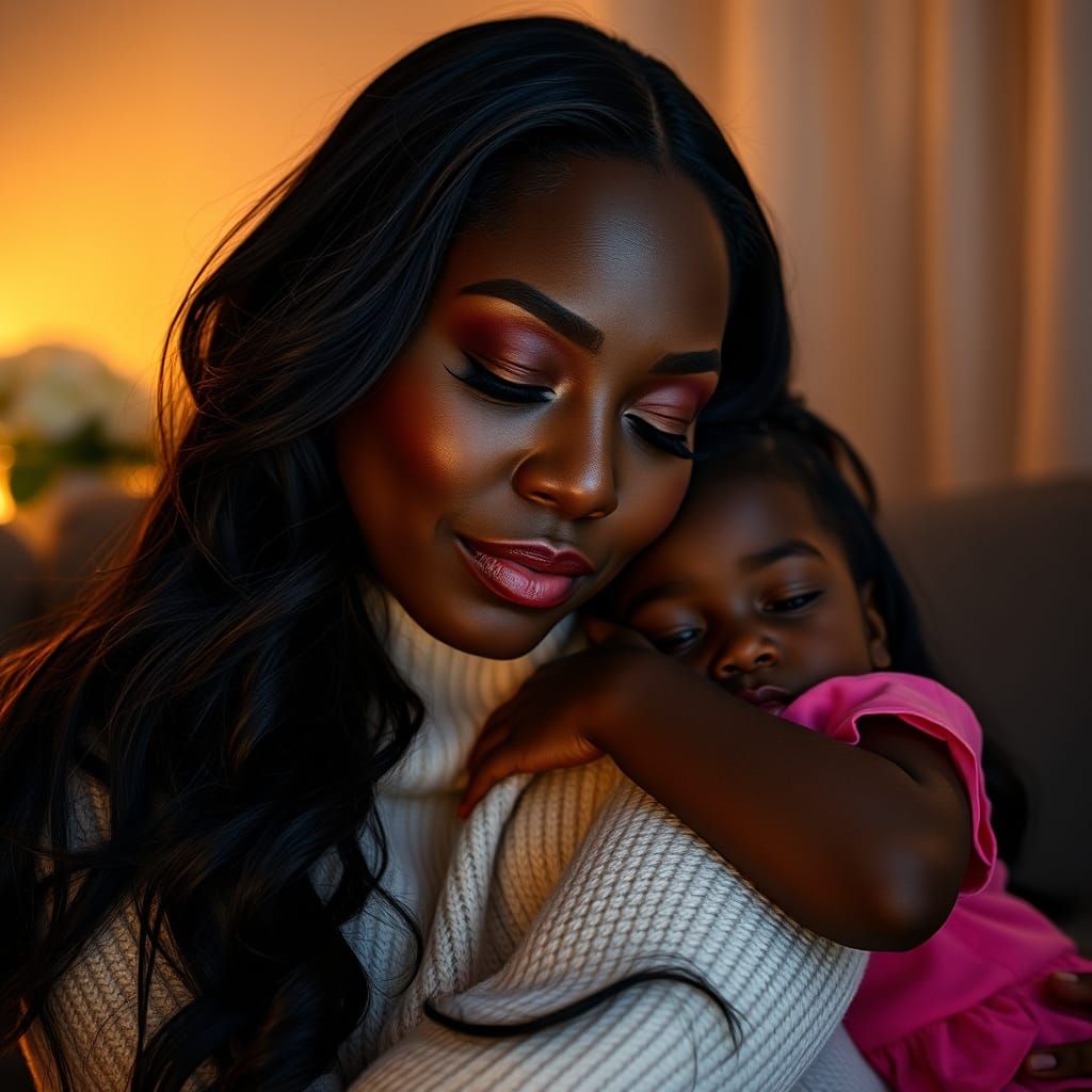 A mother and daughter hug