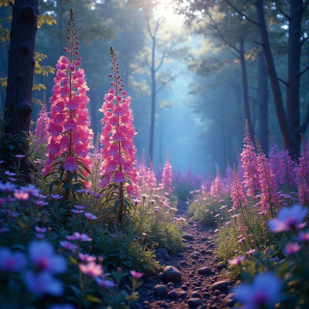 Magical path of flowers