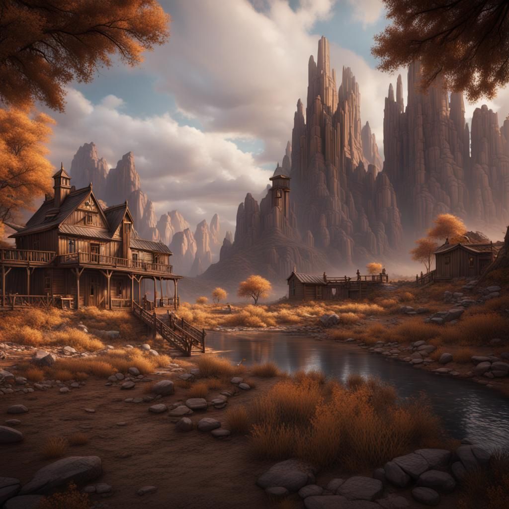 Detailed Western Matte Painting in Unreal Engine