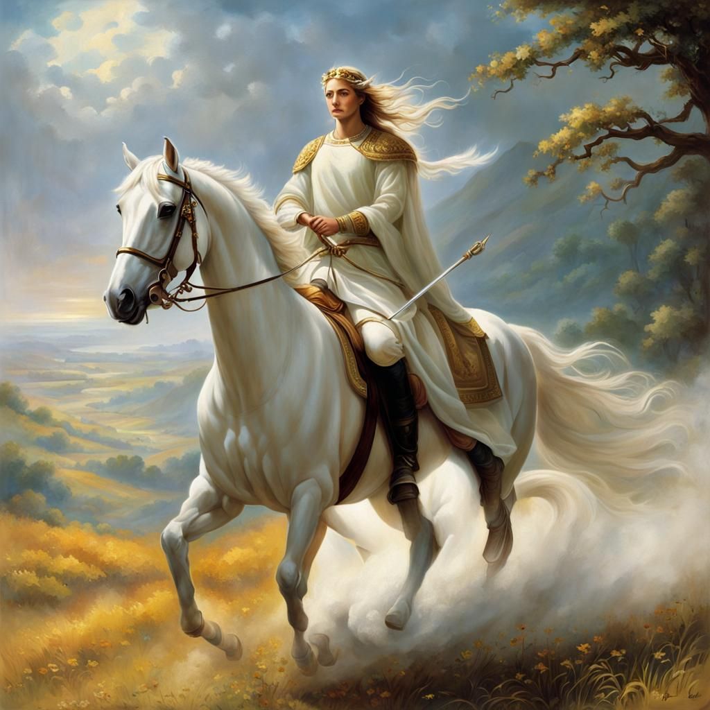 Heavenly Army on White Horses in White Linen