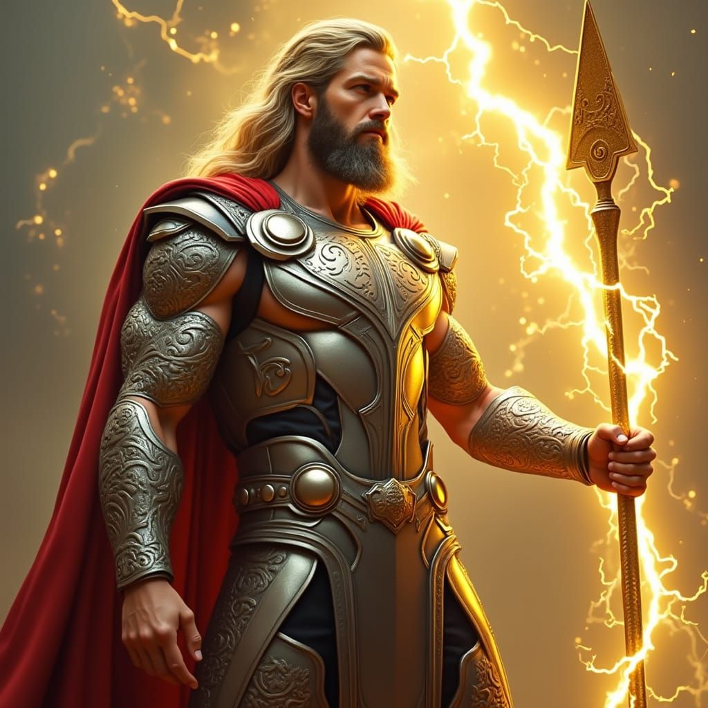 Thor in Golden Armor, Silver Suit with Golden Lightning