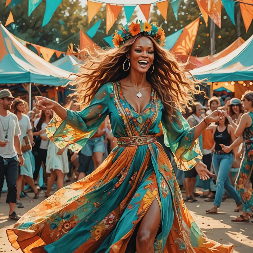 Tyra Banks Dances in Abstract Impressionist Art