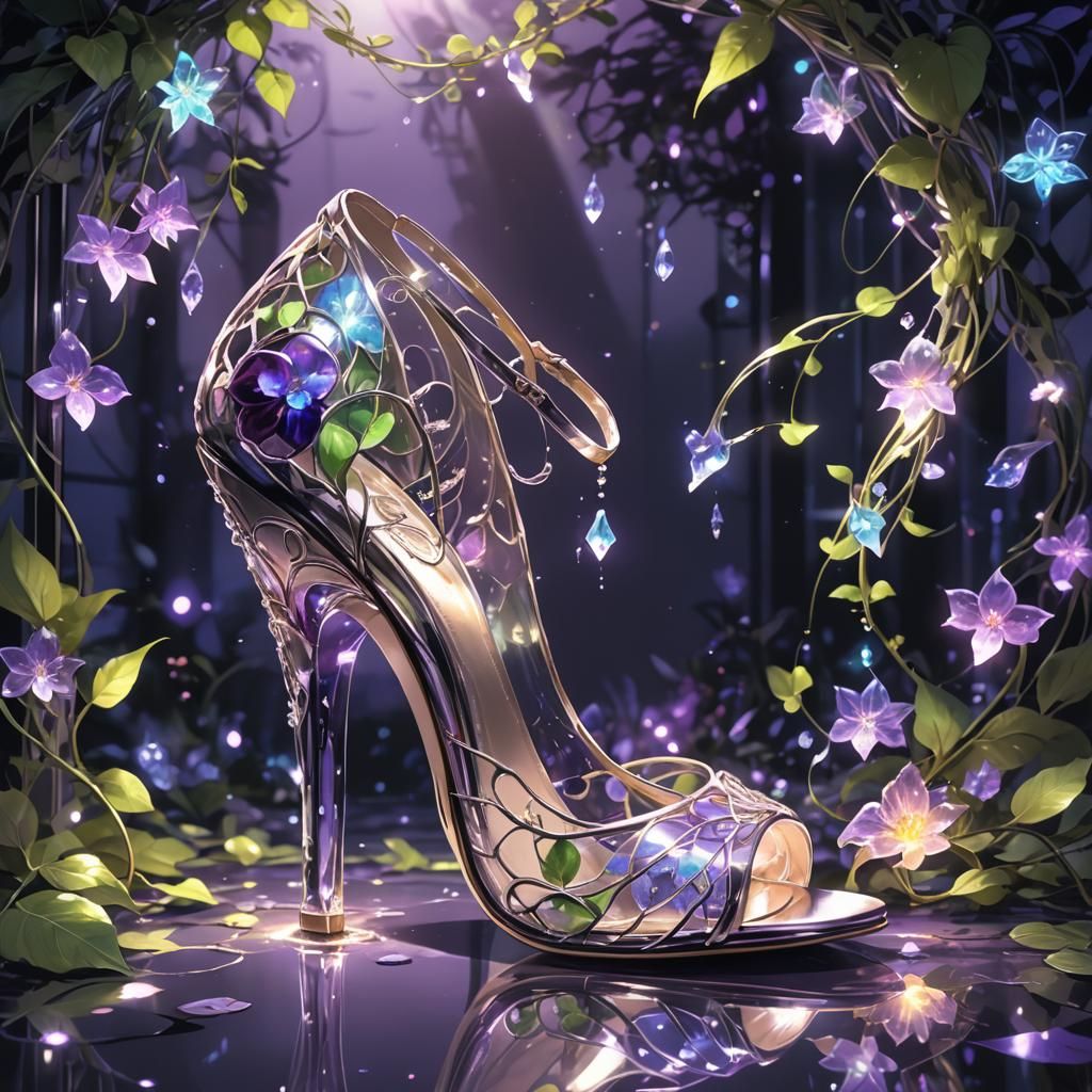 Glowing Fantasy Flower High Heel in Pixiv Style