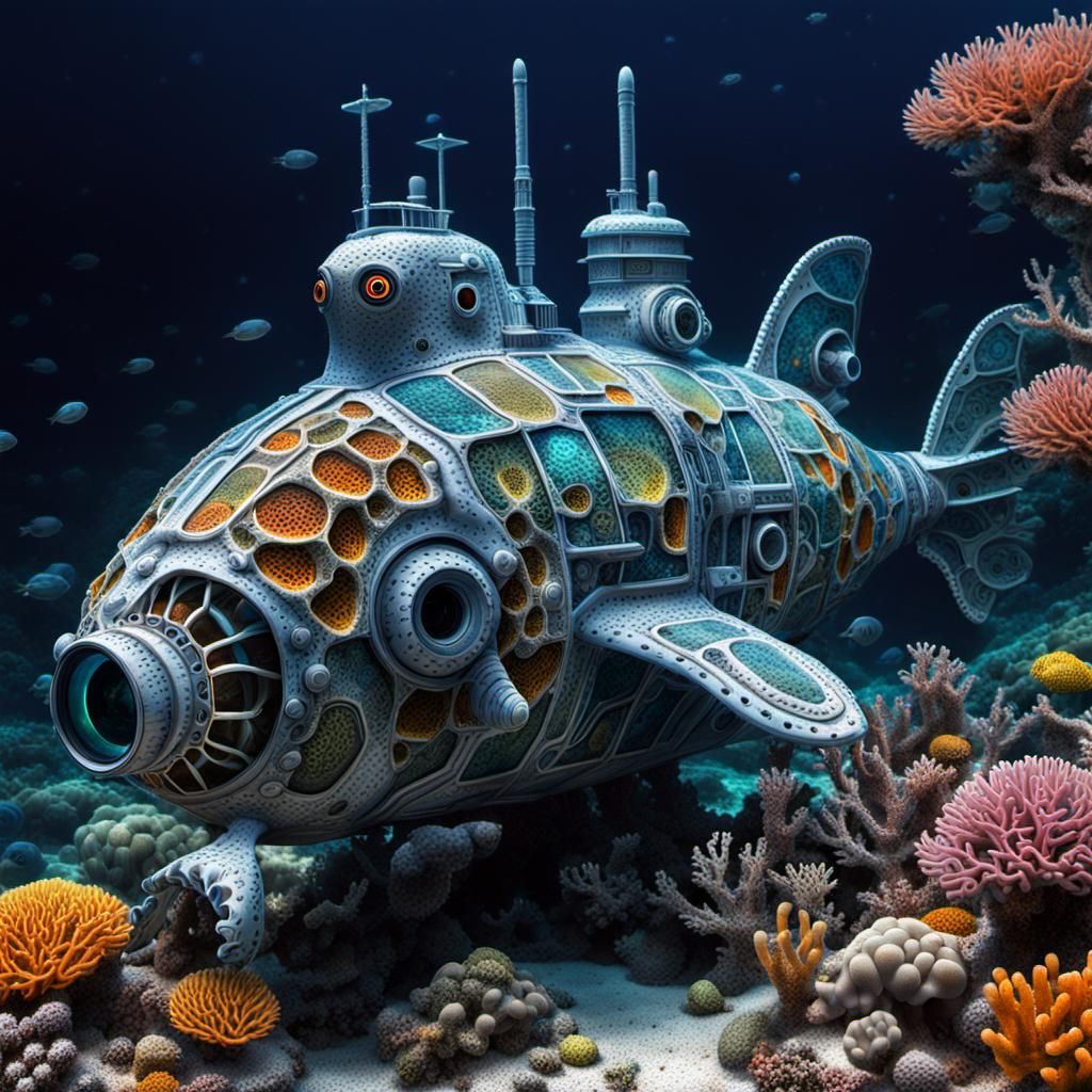 Biomutated Organic Submarine in Underwater Environment