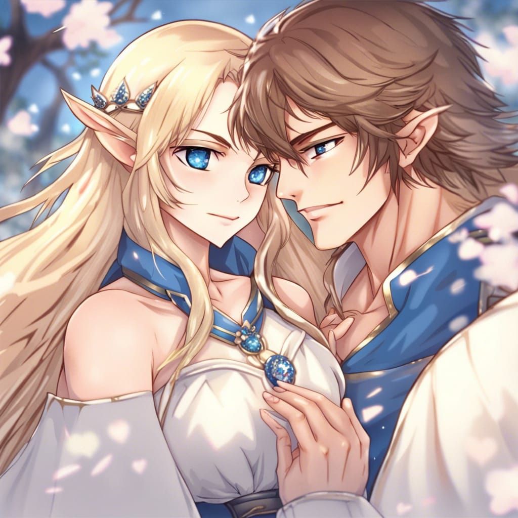 Anime Style Elven Couple in Love