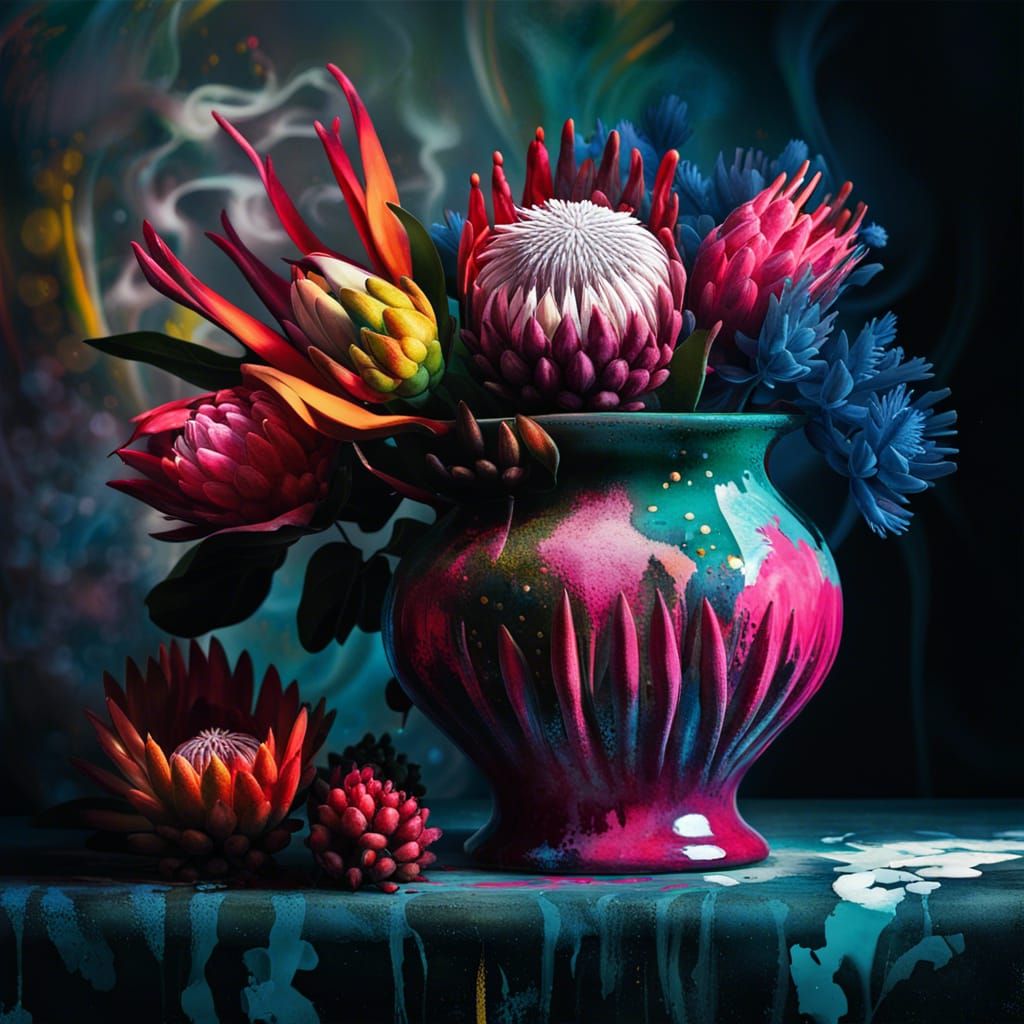 Protea and wild flower