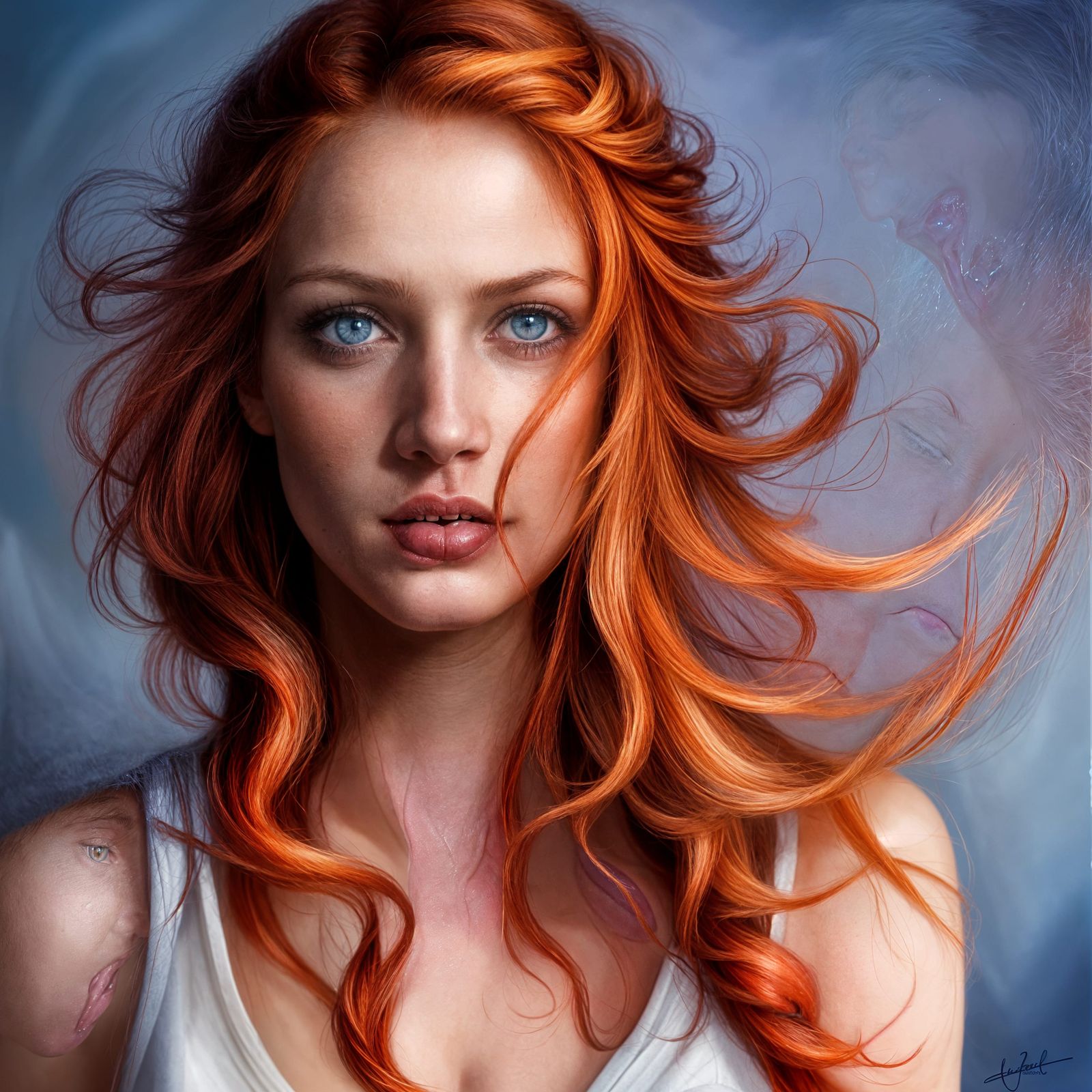 Beautiful Redhead Portrait with Playful Expression