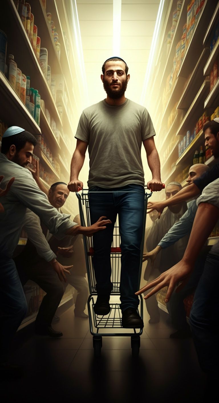 Heroic Man Stands Calm Amidst Supermarket Chaos