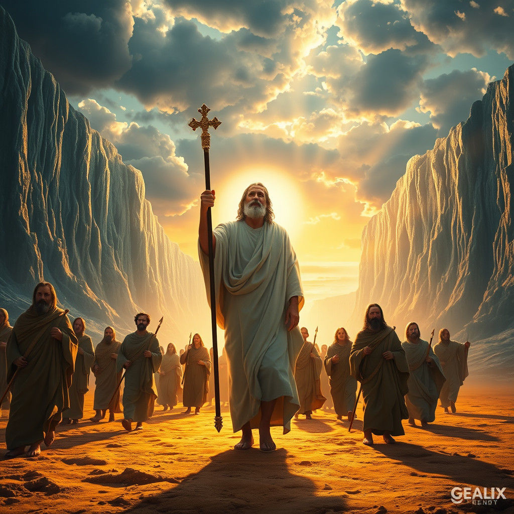 Moses Parts the Red Sea: Epic Digital Painting