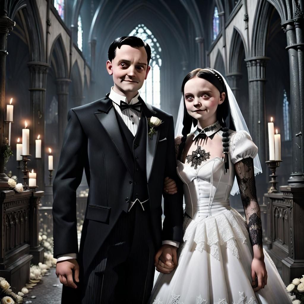 Wednesday Addams' Gothic Wedding: Dark Fantasy Concept Art