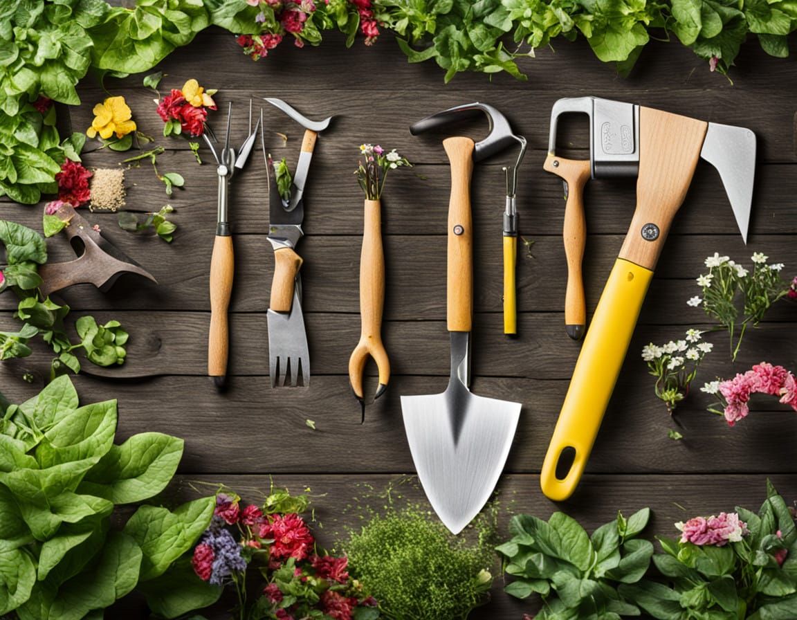 Vintage Gardening Tools in a Rustic Setting