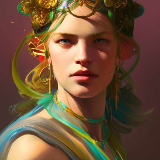 Dinotopia Princess Portrait in Digital Art Style